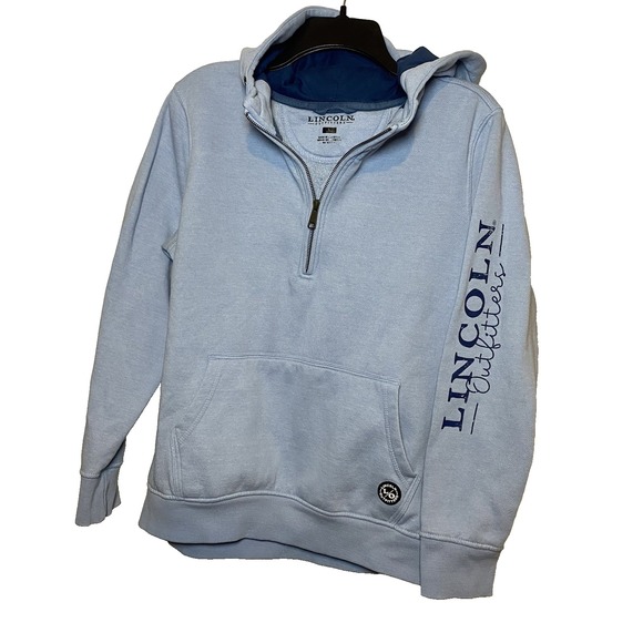 Lincoln Outfitters 1/2 Zip Hoodie Women Blue Kangaroo Pocket Large (12/14) - Picture 2 of 8